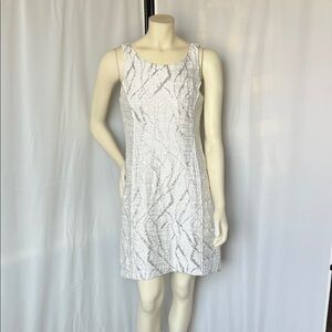 Tracy Reese Textured White Dress with Silver Metallic Pattern